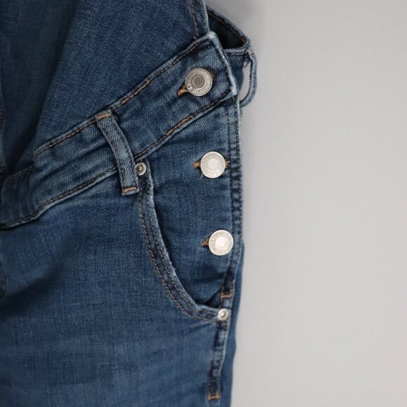 H&M Maternity Medium Wash Blue S One Piece Distressed Denim Dungaree Overalls - Picture 8 of 15